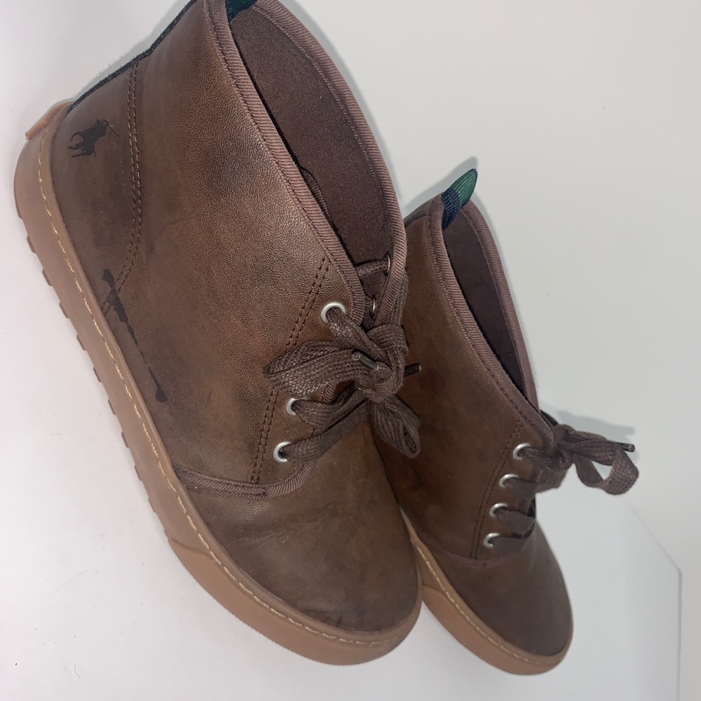 Polo Ralph Lauren boys brown leather boots sz.5 - Picture 8 of 13